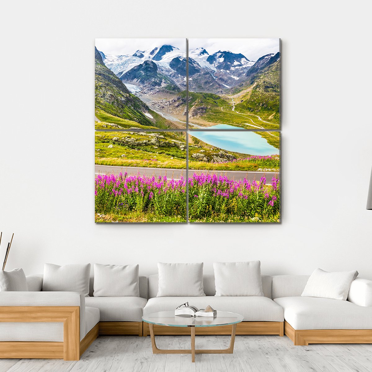 Winding Mountain Pass Road In Italian Alps Canvas Wall Art-4 Square-Gallery Wrap-17" x 17"-Tiaracle