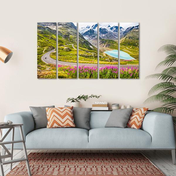 Winding Mountain Pass Road In Italian Alps Canvas Wall Art-5 Horizontal-Gallery Wrap-22" x 12"-Tiaracle
