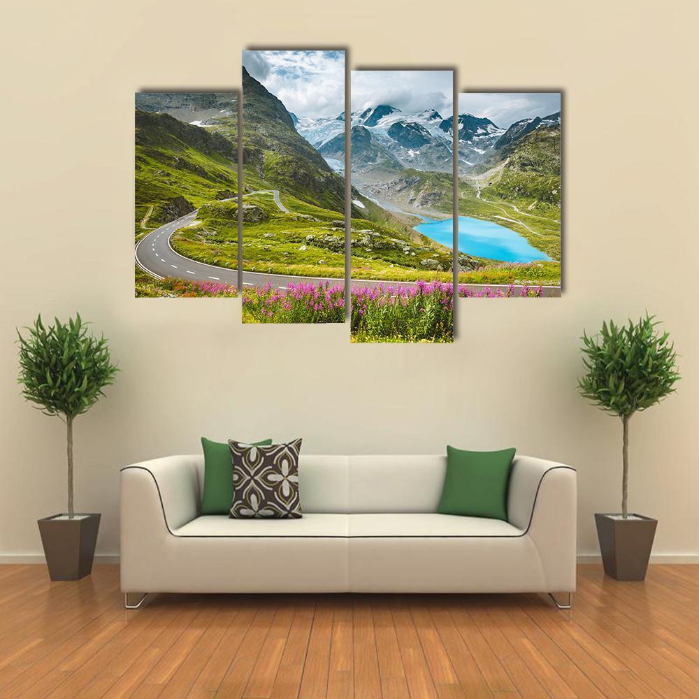 Winding Mountain Pass Road Canvas Wall Art-4 Pop-Gallery Wrap-50" x 32"-Tiaracle