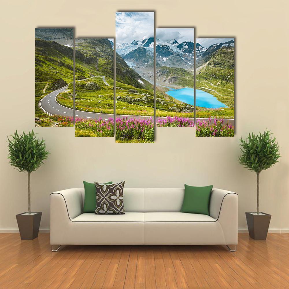 Winding Mountain Pass Road Canvas Wall Art-5 Pop-Gallery Wrap-47" x 32"-Tiaracle