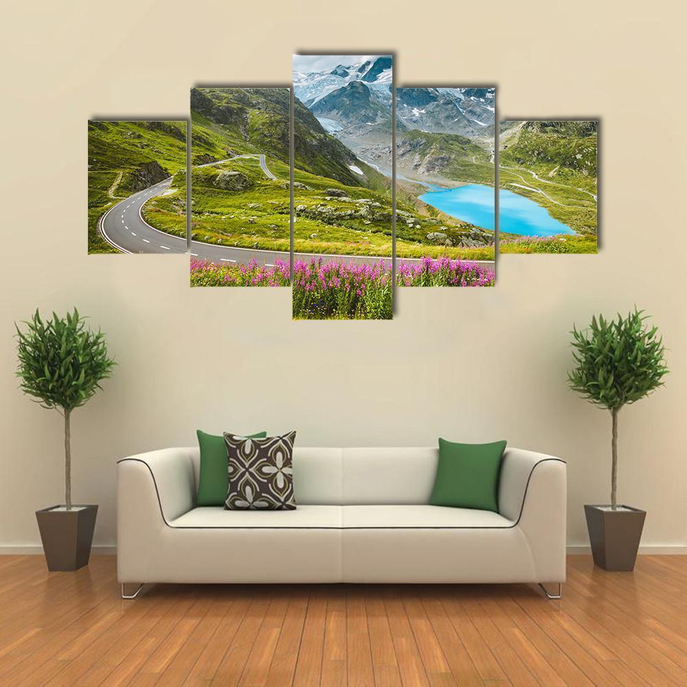 Winding Mountain Pass Road Canvas Wall Art-5 Star-Gallery Wrap-62" x 32"-Tiaracle