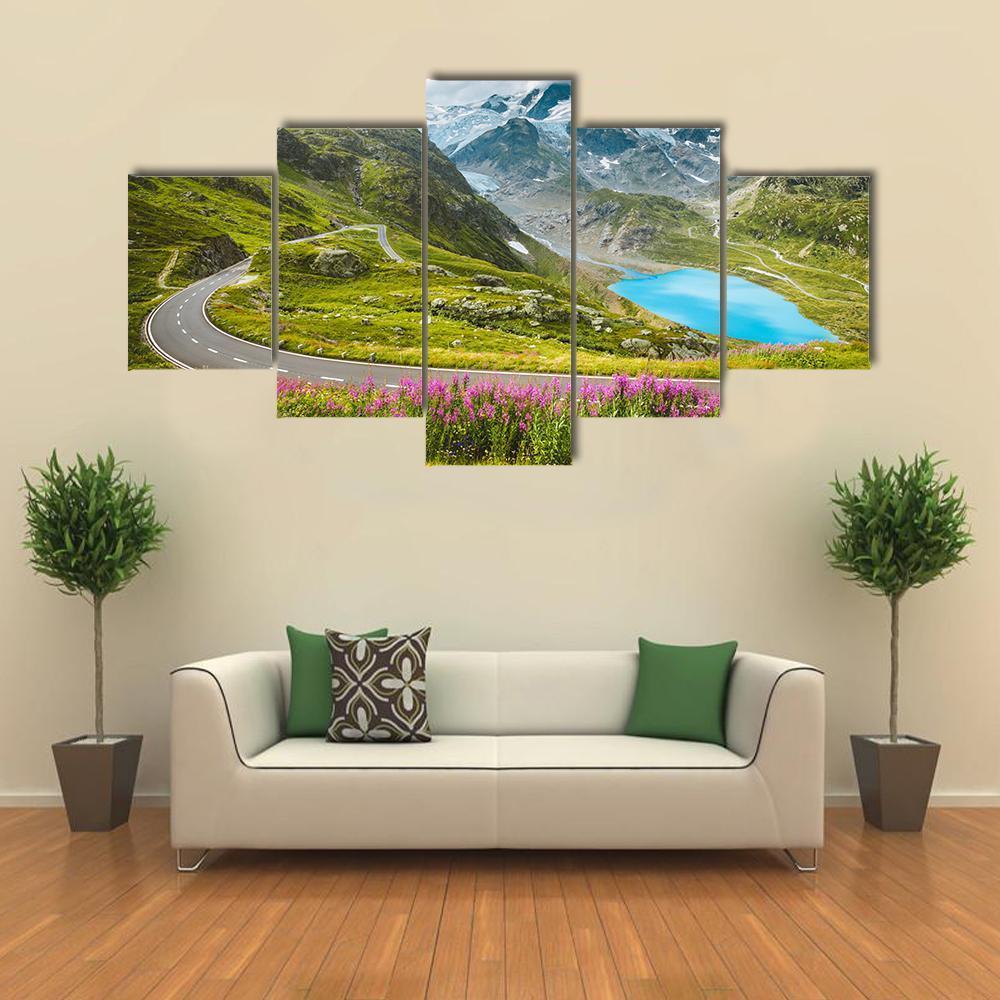 Winding Mountain Pass Road Canvas Wall Art-3 Horizontal-Gallery Wrap-37" x 24"-Tiaracle