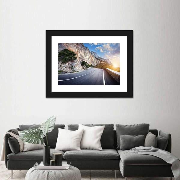 Winding Mountain Road At Sunset Canvas Wall Art-3 Horizontal-Gallery Wrap-25" x 16"-Tiaracle
