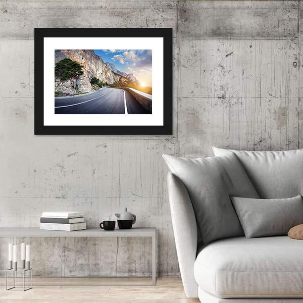 Winding Mountain Road At Sunset Canvas Wall Art-3 Horizontal-Gallery Wrap-25" x 16"-Tiaracle