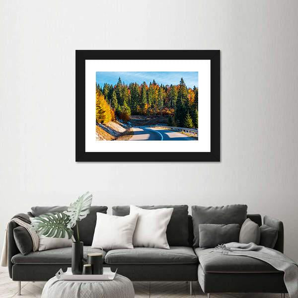 Winding Mountain Road In Autumn Forest Canvas Wall Art-3 Horizontal-Gallery Wrap-25" x 16"-Tiaracle
