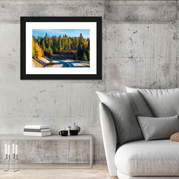 Winding Mountain Road In Autumn Forest Canvas Wall Art-3 Horizontal-Gallery Wrap-25" x 16"-Tiaracle