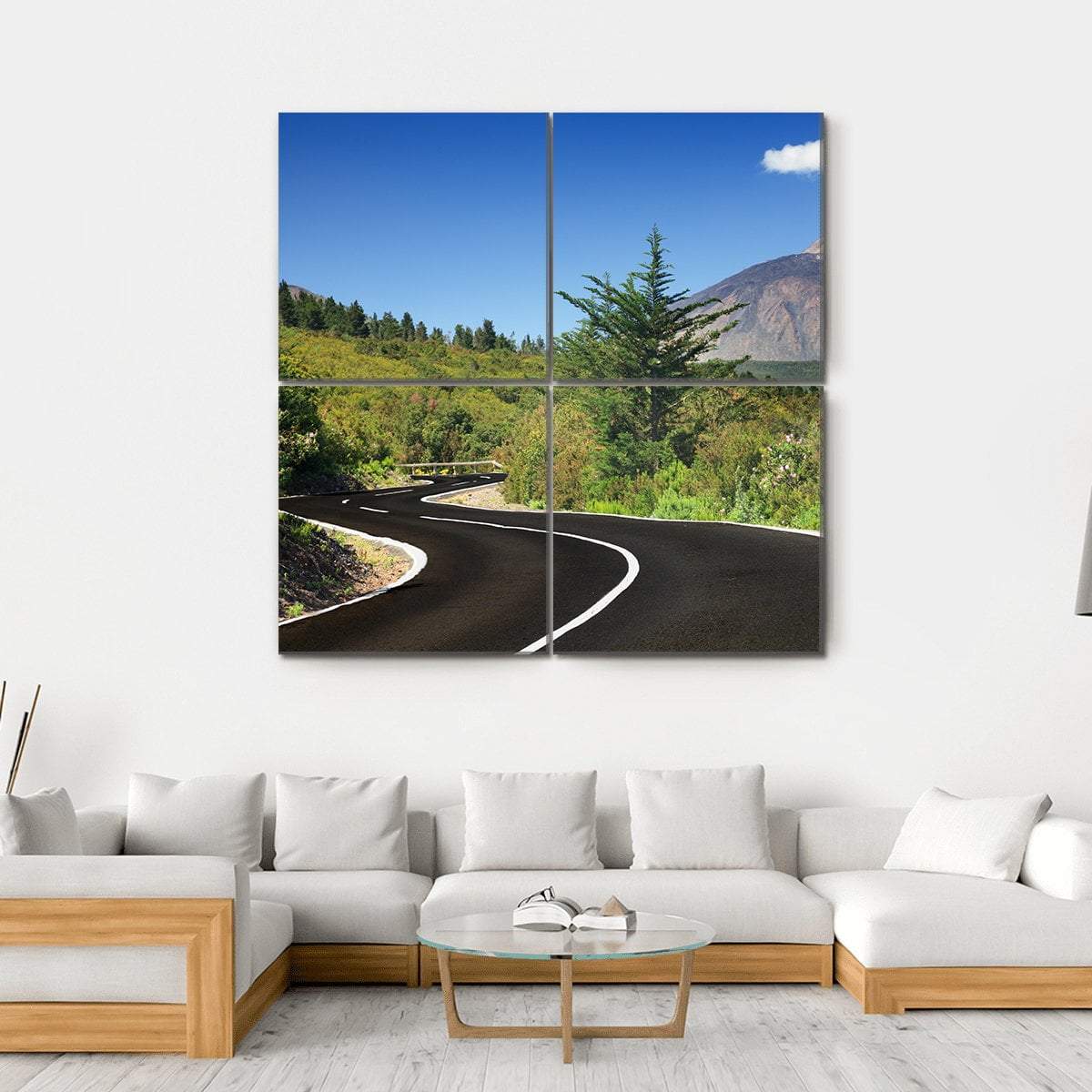 Winding Mountain Road Canvas Wall Art-4 Square-Gallery Wrap-17" x 17"-Tiaracle