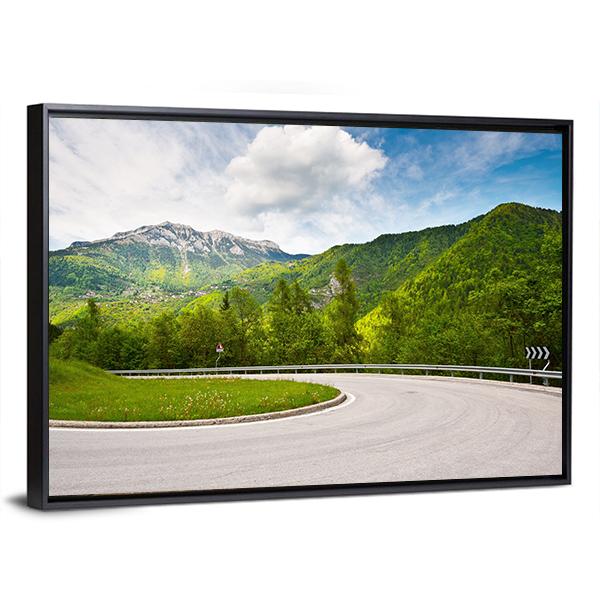 Winding Paved Road in the Italian Alps Canvas Wall Art-3 Horizontal-Gallery Wrap-25" x 16"-Tiaracle