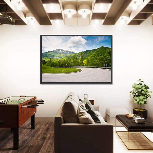 Winding Paved Road in the Italian Alps Canvas Wall Art-3 Horizontal-Gallery Wrap-25" x 16"-Tiaracle