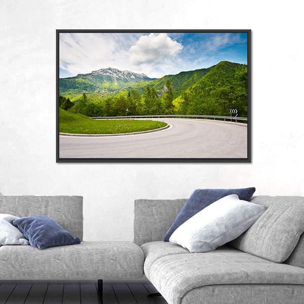 Winding Paved Road in the Italian Alps Canvas Wall Art-3 Horizontal-Gallery Wrap-25" x 16"-Tiaracle