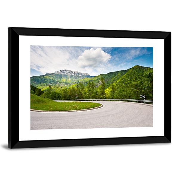 Winding Paved Road in the Italian Alps Canvas Wall Art-3 Horizontal-Gallery Wrap-25" x 16"-Tiaracle