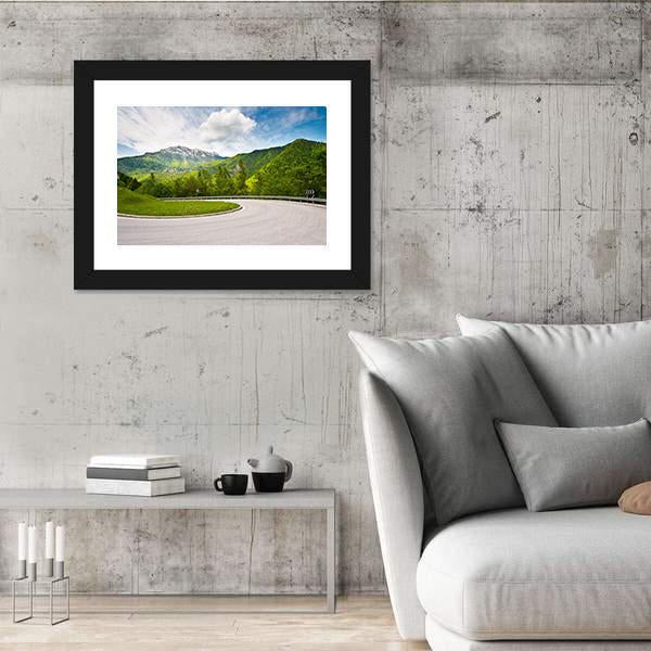 Winding Paved Road in the Italian Alps Canvas Wall Art-3 Horizontal-Gallery Wrap-25" x 16"-Tiaracle