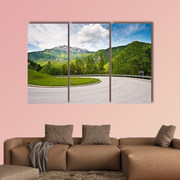 Winding Paved Road in the Italian Alps Canvas Wall Art-3 Horizontal-Gallery Wrap-37" x 24"-Tiaracle