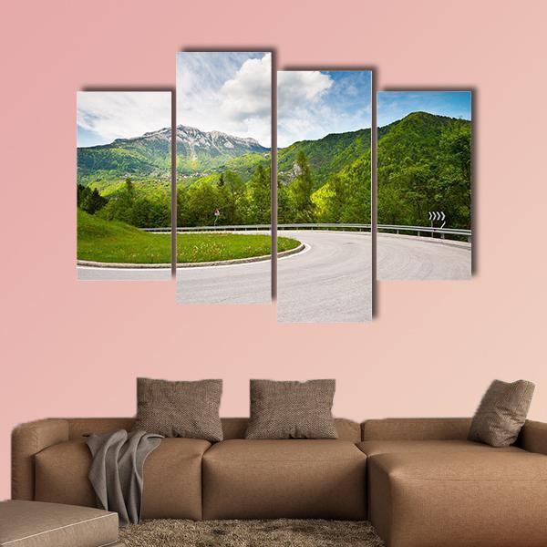 Winding Paved Road in the Italian Alps Canvas Wall Art-4 Pop-Gallery Wrap-50" x 32"-Tiaracle