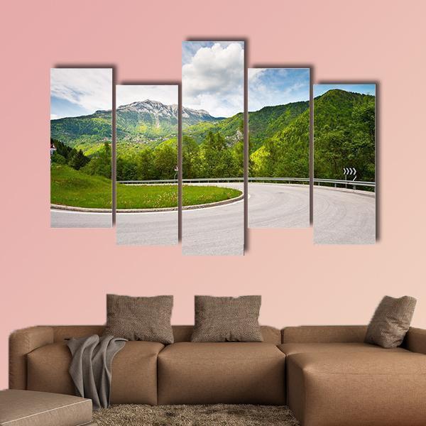 Winding Paved Road in the Italian Alps Canvas Wall Art-5 Pop-Gallery Wrap-47" x 32"-Tiaracle