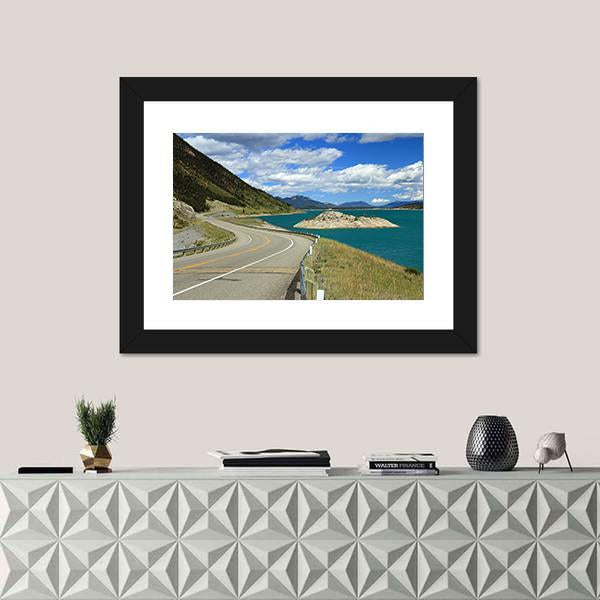 Winding Road And Lake Kootenay Canvas Wall Art-1 Piece-Framed Print-20" x 16"-Tiaracle
