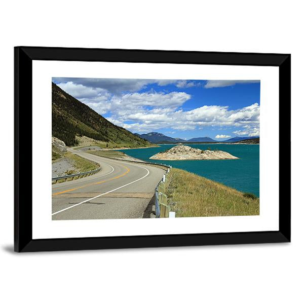 Winding Road And Lake Kootenay Canvas Wall Art-3 Horizontal-Gallery Wrap-25" x 16"-Tiaracle