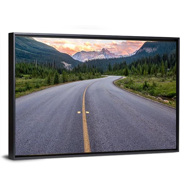 Winding Road Leads To Beautiful Sunset Canvas Wall Art-3 Horizontal-Gallery Wrap-25" x 16"-Tiaracle
