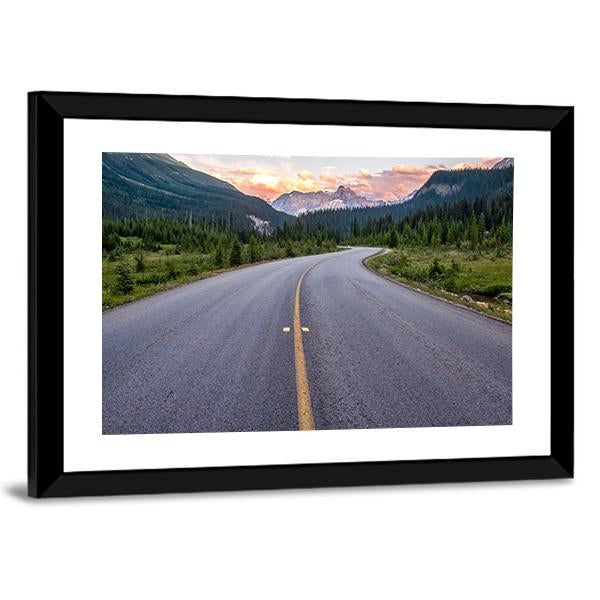 Winding Road Leads To Beautiful Sunset Canvas Wall Art-3 Horizontal-Gallery Wrap-25" x 16"-Tiaracle
