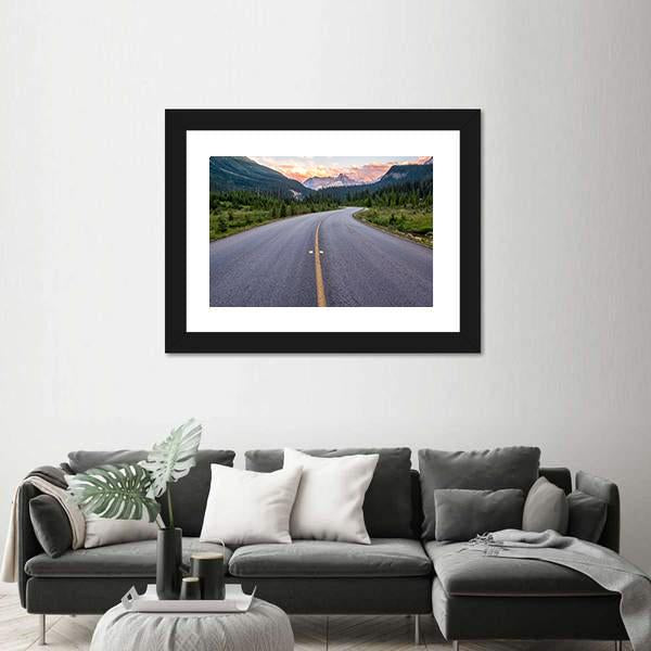 Winding Road Leads To Beautiful Sunset Canvas Wall Art-3 Horizontal-Gallery Wrap-25" x 16"-Tiaracle