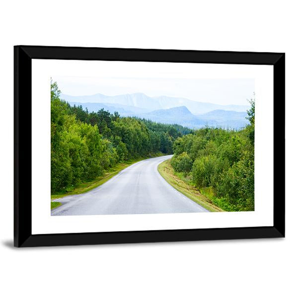 Winding Road Through Forest In Norway Vertical Canvas Wall Art-3 Vertical-Gallery Wrap-12" x 25"-Tiaracle