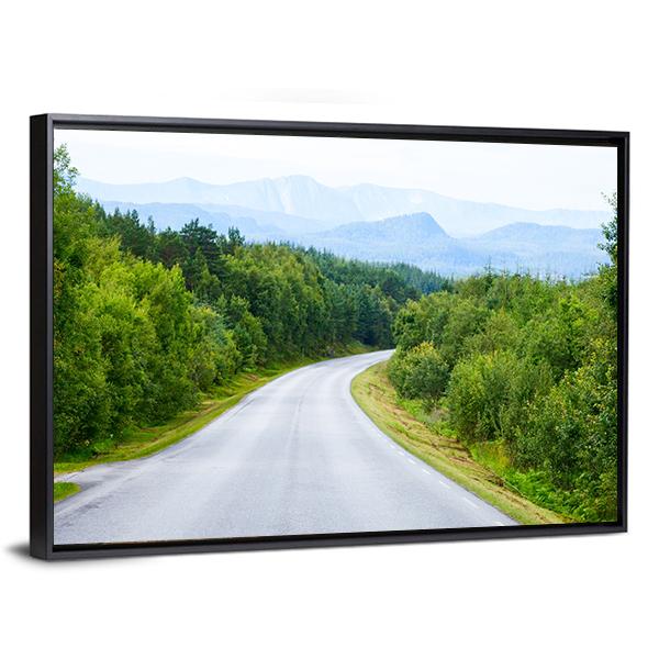 Winding Road Through Forest In Norway Vertical Canvas Wall Art-3 Vertical-Gallery Wrap-12" x 25"-Tiaracle