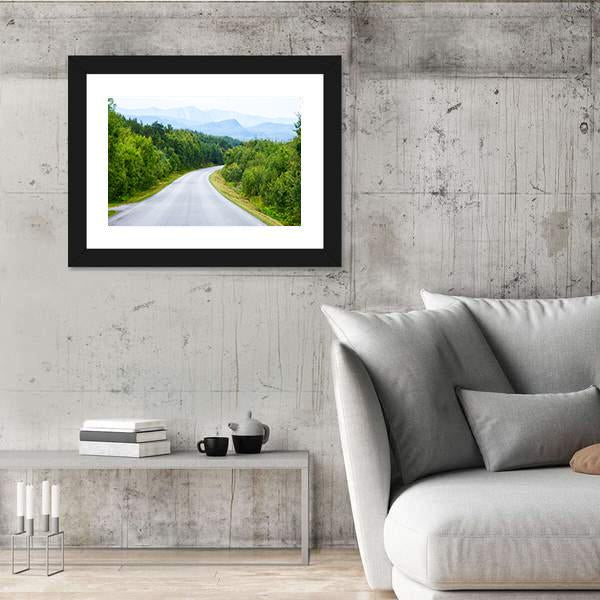 Winding Road Through Green Forest Canvas Wall Art-3 Horizontal-Gallery Wrap-25" x 16"-Tiaracle