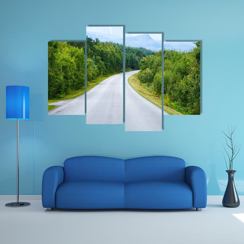 Winding Road Through Green Forest Canvas Wall Art-3 Horizontal-Gallery Wrap-37" x 24"-Tiaracle