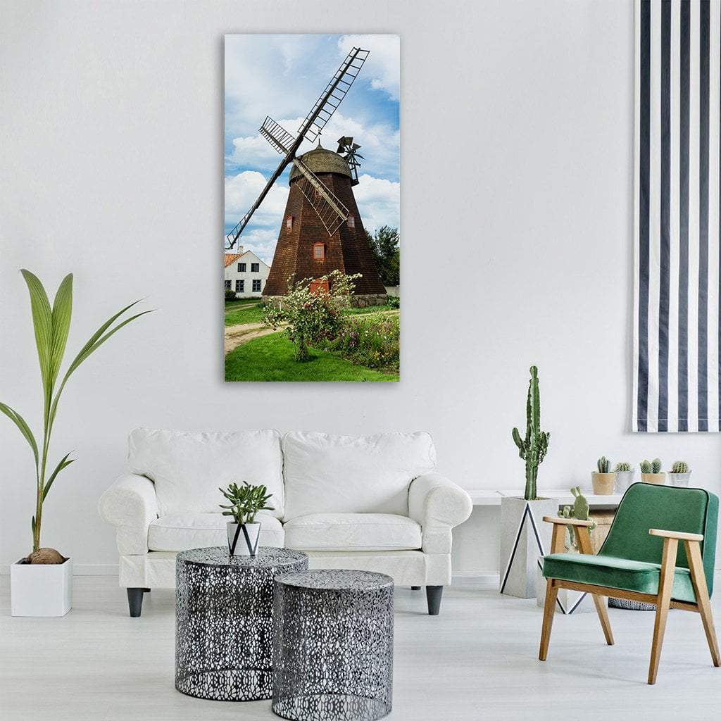 Windmill Close-Up Vertical Canvas Wall Art-1 Vertical-Gallery Wrap-12" x 24"-Tiaracle