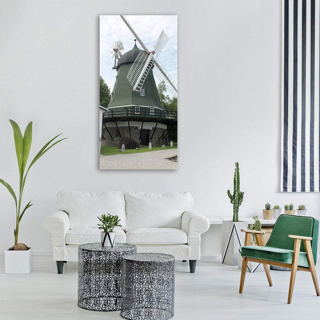 Windmill In Denmark Vertical Canvas Wall Art-1 Vertical-Gallery Wrap-12" x 24"-Tiaracle