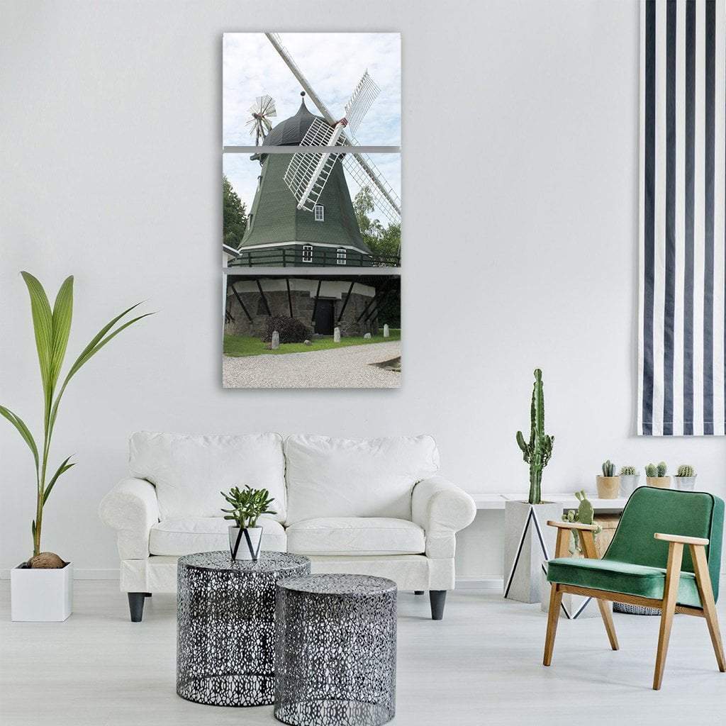 Windmill In Denmark Vertical Canvas Wall Art-1 Vertical-Gallery Wrap-12" x 24"-Tiaracle