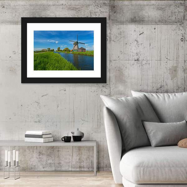Windmill On The Outskirts Of Amsterdam Canvas Wall Art-5 Horizontal-Gallery Wrap-22" x 12"-Tiaracle