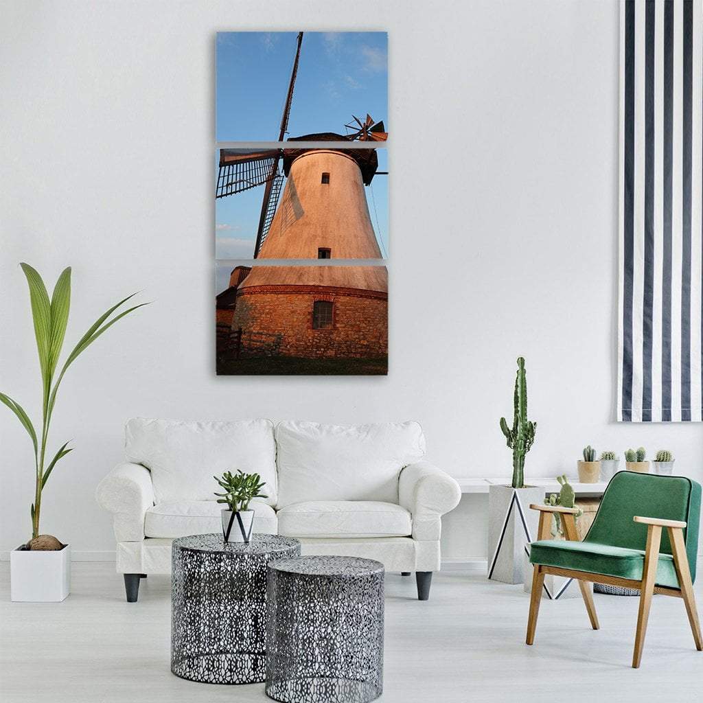 Windmill Under Blue Sky Vertical Canvas Wall Art-3 Vertical-Gallery Wrap-12" x 25"-Tiaracle