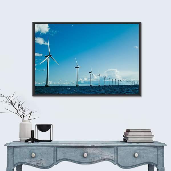 Windmills In Denmark Canvas Wall Art-1 Piece-Floating Frame-24" x 16"-Tiaracle