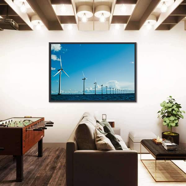 Windmills In Denmark Canvas Wall Art-3 Horizontal-Gallery Wrap-25" x 16"-Tiaracle