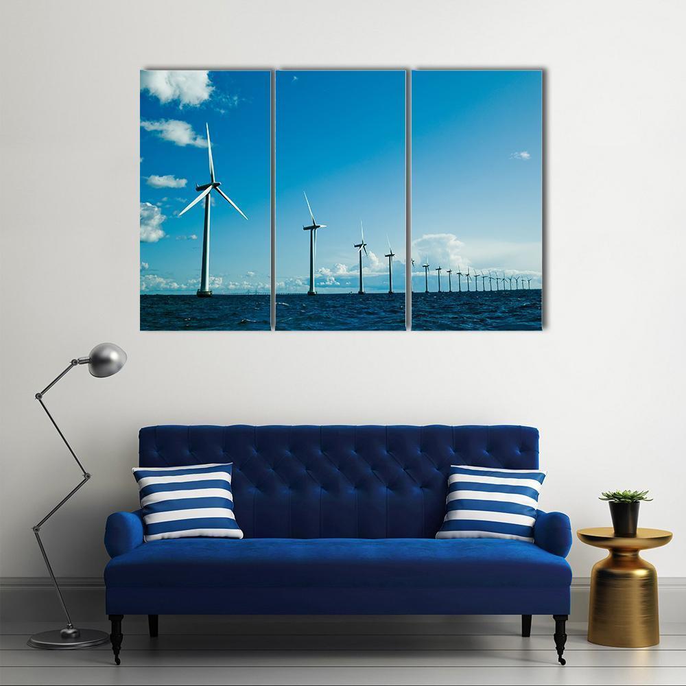 Windmills In Denmark Canvas Wall Art-3 Horizontal-Gallery Wrap-37" x 24"-Tiaracle