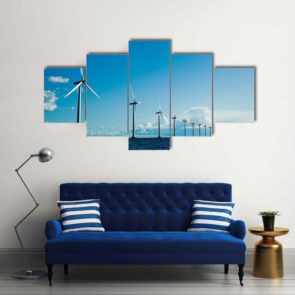 Windmills In Denmark Canvas Wall Art-5 Star-Gallery Wrap-62" x 32"-Tiaracle