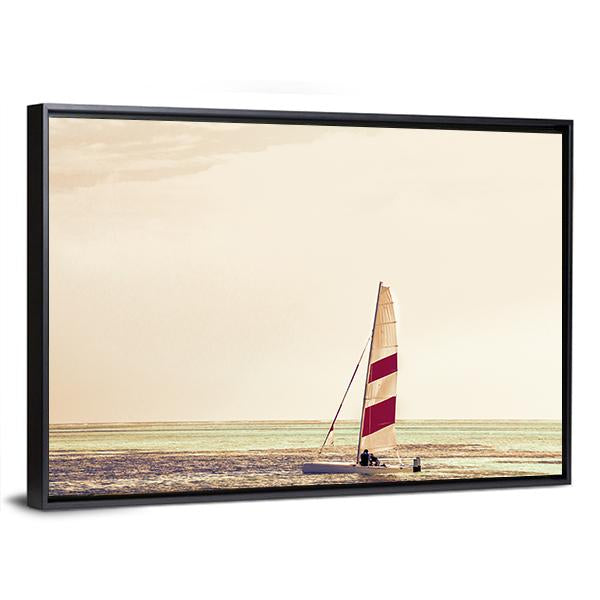 Windsurfing Board Against Azure Water Canvas Wall Art-3 Horizontal-Gallery Wrap-25" x 16"-Tiaracle