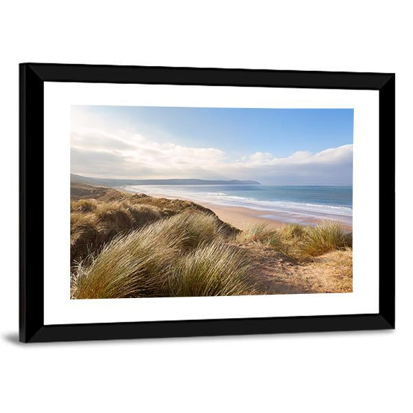 Windswept Grass On Sand Dunes Canvas Wall Art-3 Horizontal-Gallery Wrap-25" x 16"-Tiaracle
