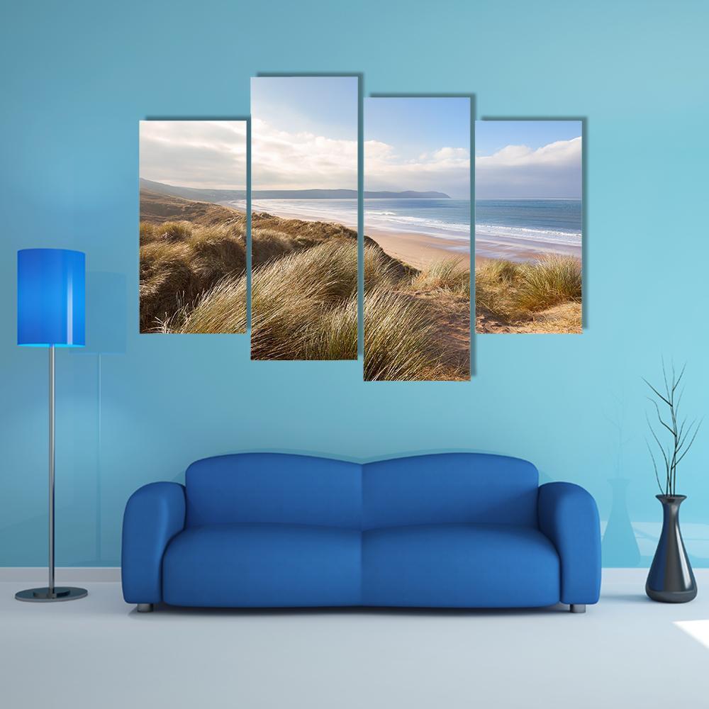 Windswept Grass On Sand Dunes Canvas Wall Art-4 Pop-Gallery Wrap-50" x 32"-Tiaracle