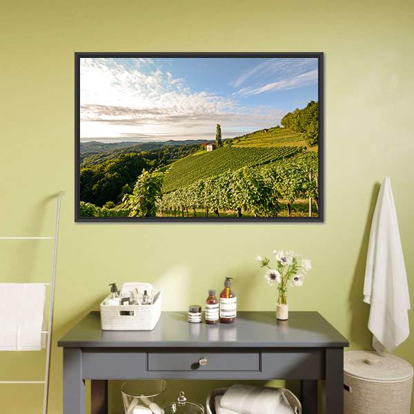 Wine Grapes In Vineyard Canvas Wall Art-1 Piece-Floating Frame-24" x 16"-Tiaracle