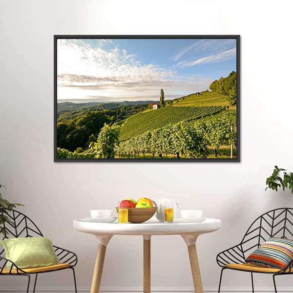 Wine Grapes In Vineyard Canvas Wall Art-3 Horizontal-Gallery Wrap-25" x 16"-Tiaracle