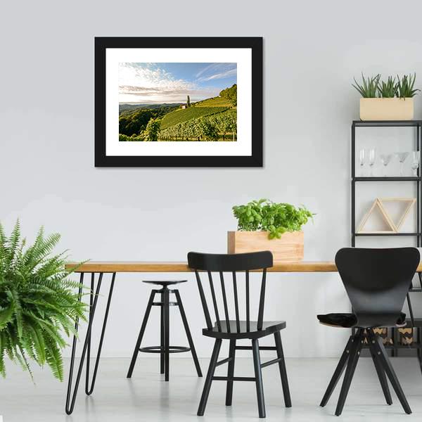 Wine Grapes In Vineyard Canvas Wall Art-3 Horizontal-Gallery Wrap-25" x 16"-Tiaracle