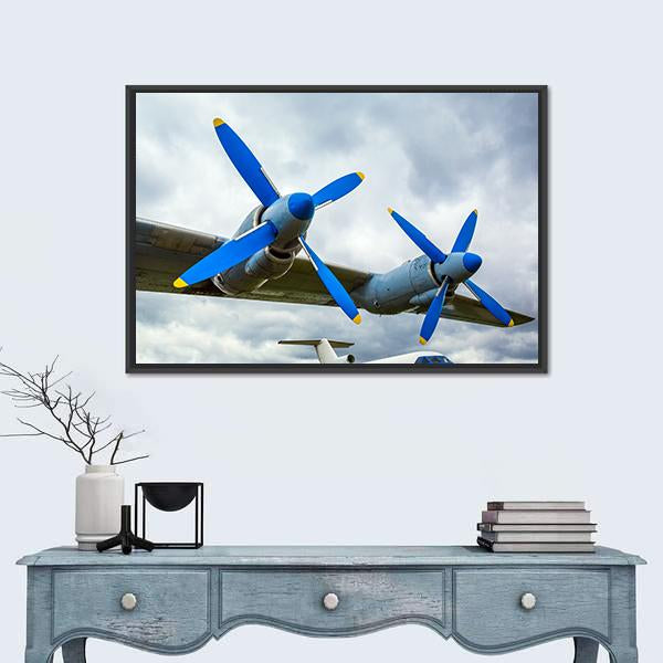 Wing Of Aircraft Against The Sky Canvas Wall Art-1 Piece-Floating Frame-24" x 16"-Tiaracle