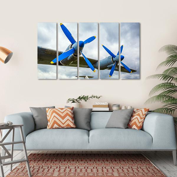 Wing Of Aircraft Against The Sky Canvas Wall Art-5 Horizontal-Gallery Wrap-22" x 12"-Tiaracle