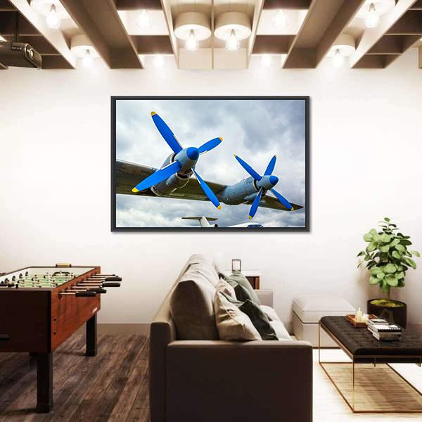Wing Of Aircraft Against The Sky Canvas Wall Art-5 Horizontal-Gallery Wrap-22" x 12"-Tiaracle