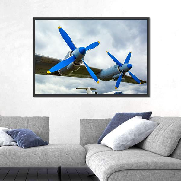 Wing Of Aircraft Against The Sky Canvas Wall Art-5 Horizontal-Gallery Wrap-22" x 12"-Tiaracle