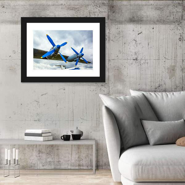 Wing Of Aircraft Against The Sky Canvas Wall Art-5 Horizontal-Gallery Wrap-22" x 12"-Tiaracle