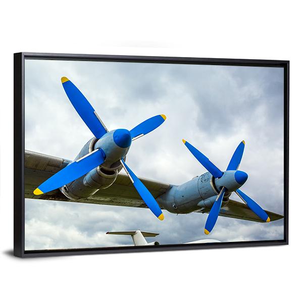 Wing Of Aircraft Against The Sky Canvas Wall Art-5 Horizontal-Gallery Wrap-22" x 12"-Tiaracle