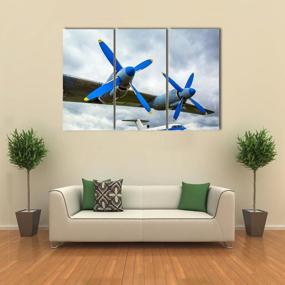 Wing Of Aircraft Against The Sky Canvas Wall Art-3 Horizontal-Gallery Wrap-37" x 24"-Tiaracle